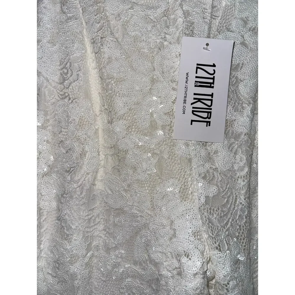 NWT 12th Tribe White Maddox Lace Sequin pants Womens Small - Picture 4 of 12